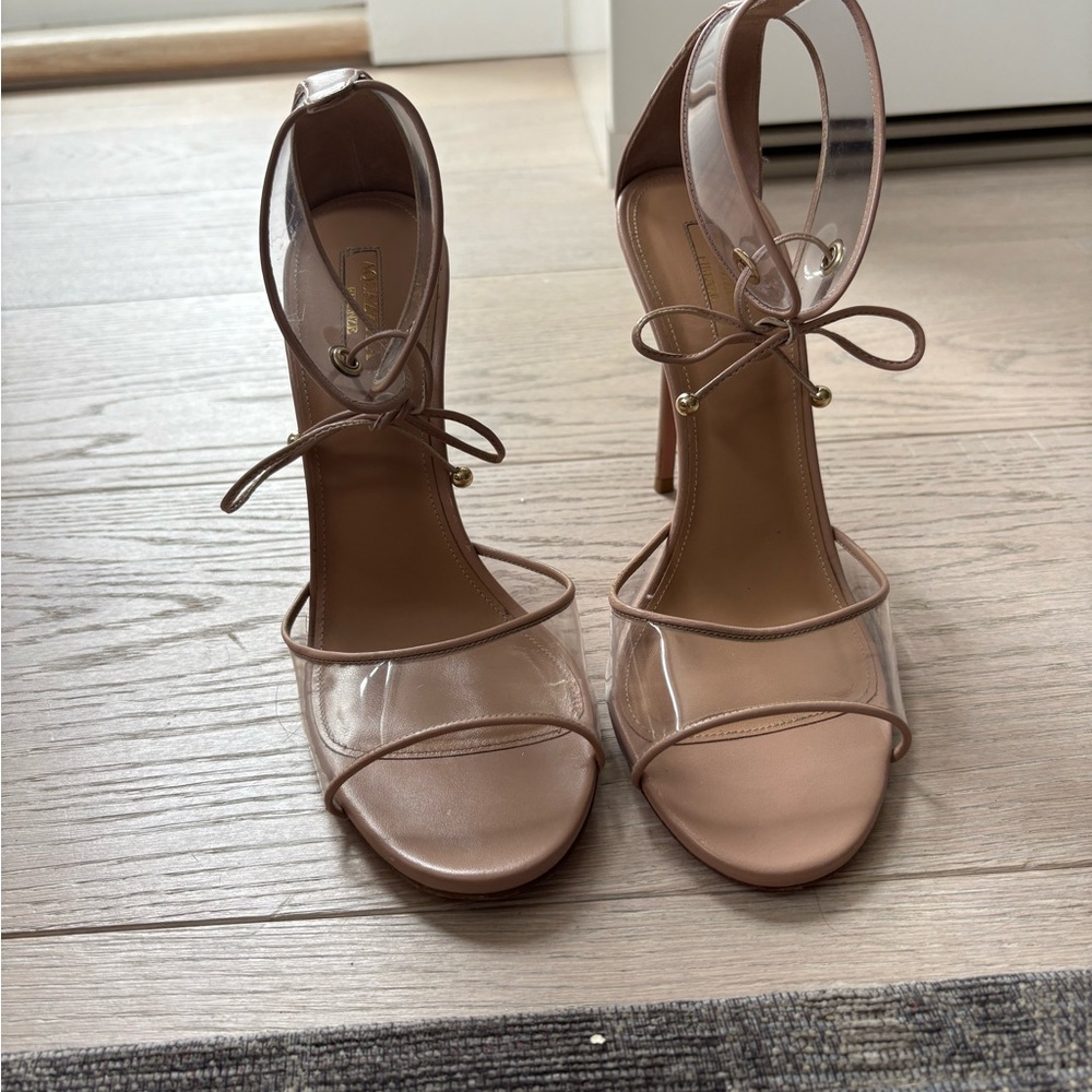 Aquazzura Nude Pink Heels with Ankle Strap
